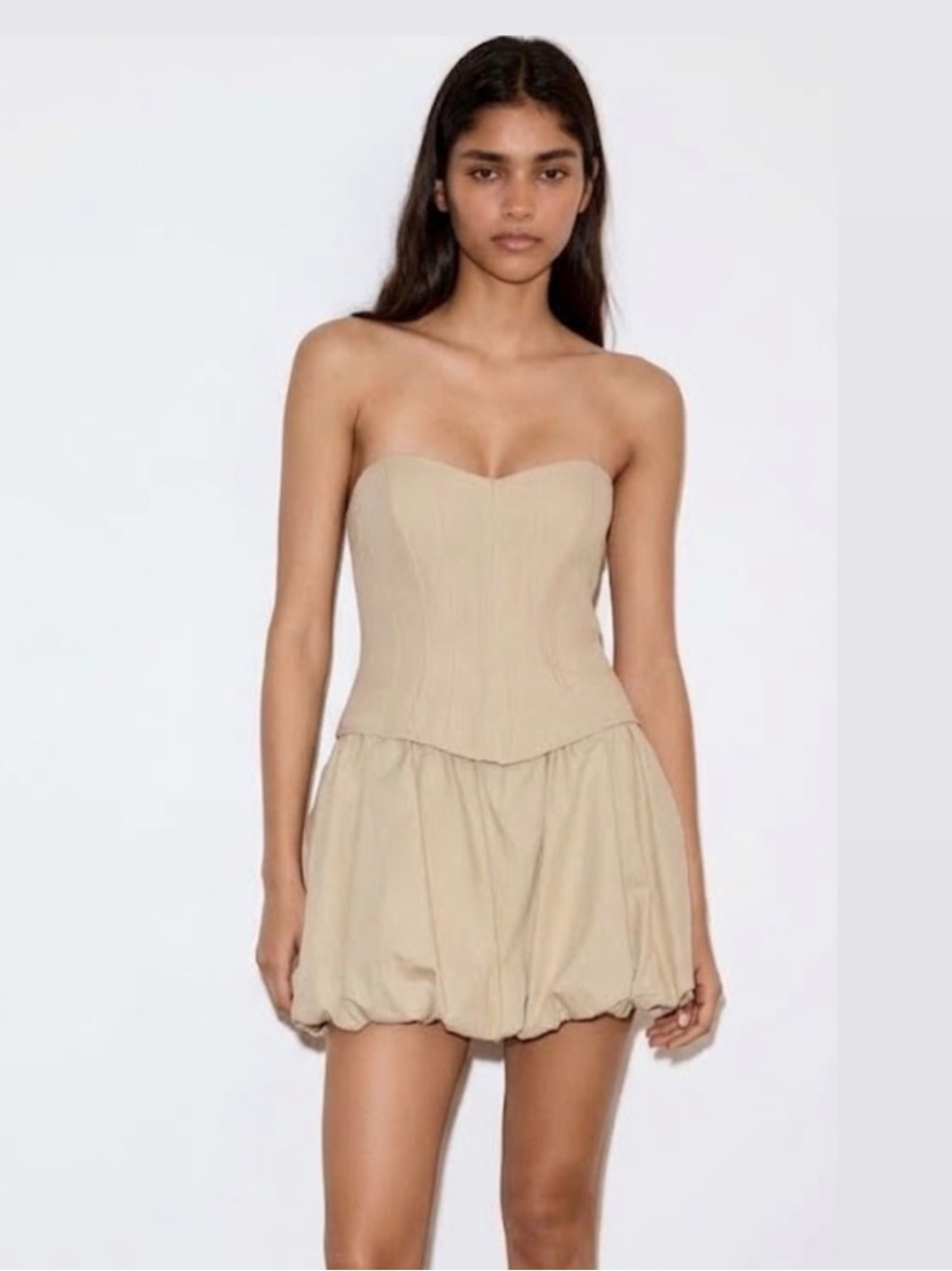 NWOT Zara Woman Bloggers Fav CORSET INSPIRED SHORT DRESS Size L Large